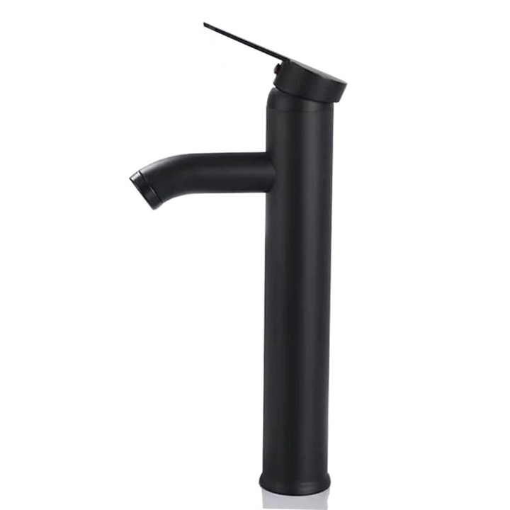 Sanitárcsap, modern design, matt fekete felület, könnyű telepítés