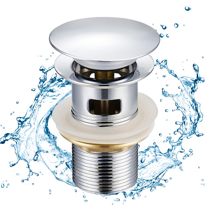 Megbízható lefolyó dugó kádhoz, krómozott réz konstrukció kiváló minőségű nyomórugóval a gyors nyitáshoz és záráshoz, Enforose