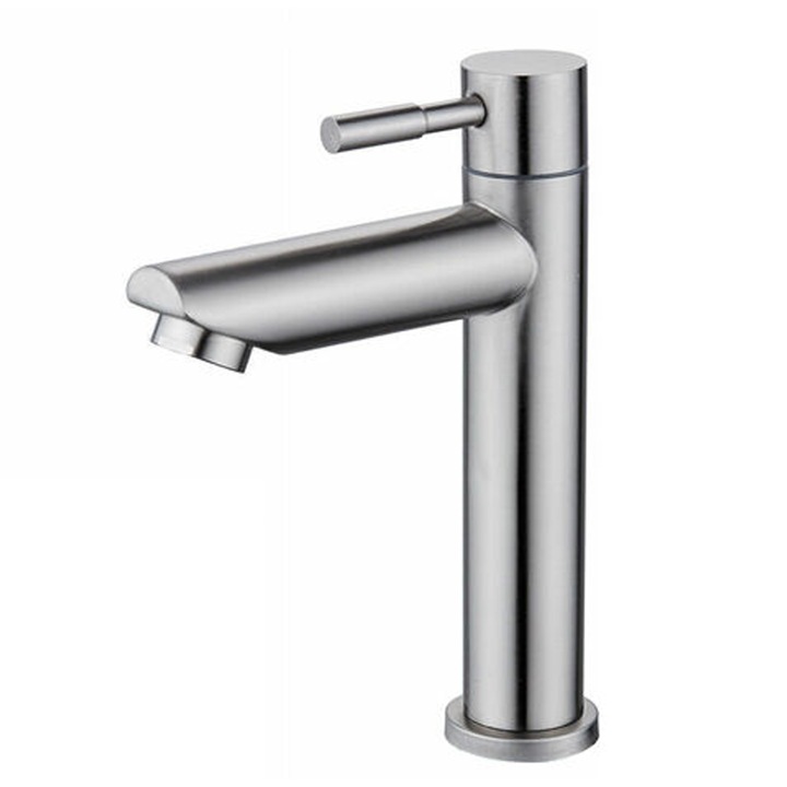 Смесител за баня, издръжлива мед, хромиран, подвижен аератор, модерен дизайн, за студена вода