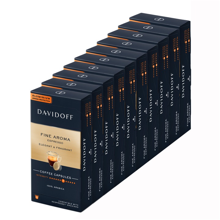 Комплект 10 капсули кафе Davidoff Cafe Fine Aroma Espresso, 100 капсули х 5,5 гр, Съвместими с Nespresso система