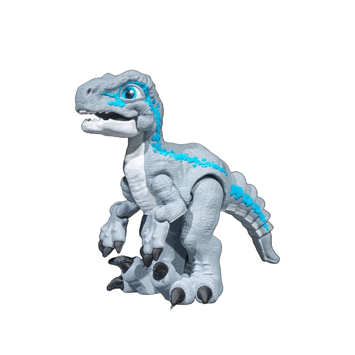Фигурка на динозавър Velociraptor - IMALDI PRO, 3D Printed Toy, сив/син