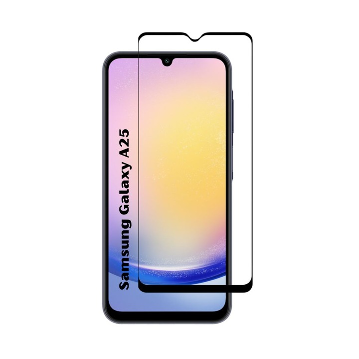 Folie de Protectie din Sticla pentru Samsung Galaxy A25 cu Kit Montare Inclus, Adeziv pe toata suprafata, Protectie Anti-Zgarieturi si Socuri