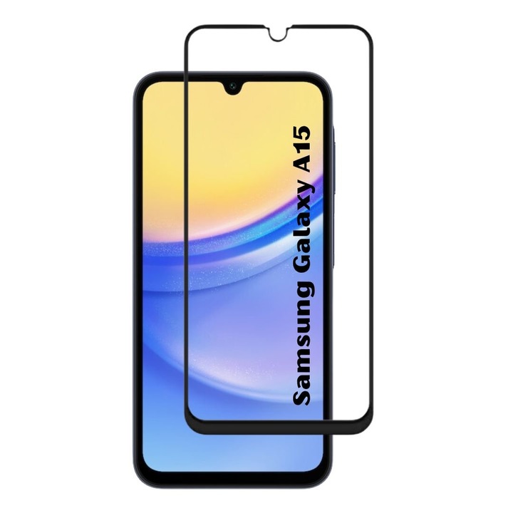 Folie de Protectie din Sticla pentru Samsung Galaxy A15 5G cu Kit Montare Inclus, Adeziv pe toata suprafata, Protectie Anti-Zgarieturi si Socuri