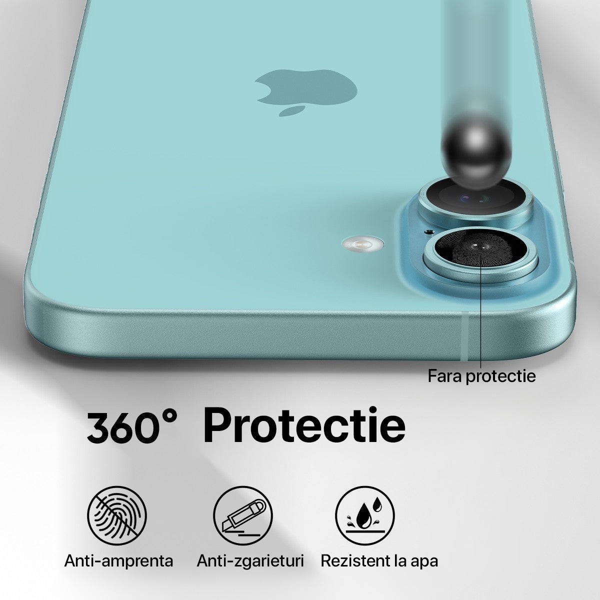 Folie Camera Daden din sticla pentru iPhone 16/16 Plus, Full Cover, Protectie Profesionala, Ultra Rezistenta, Calitate Premium, Roz
