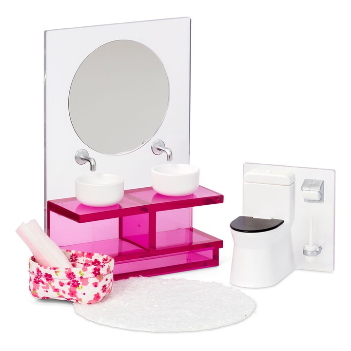 Set baie pentru casa de papusi Lundby, toaleta/chiuveta cu oglinda, multicolor
