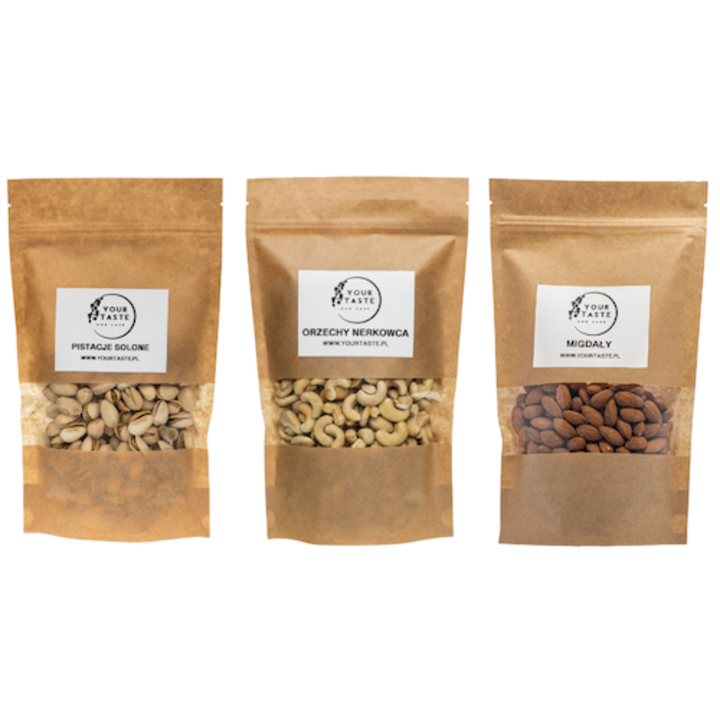 Your Taste Set 3 pachete de 500g, fistic sarat, nuci caju, migdale