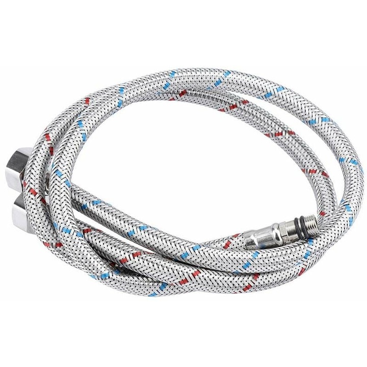 Set 2 furtunuri apa, QttvbTna, inox, 60cm, Argintiu