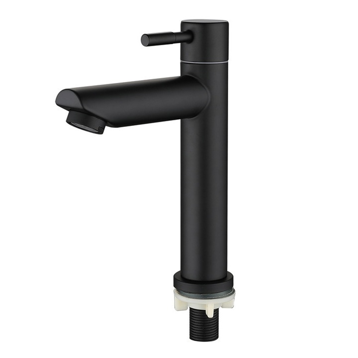 Модерен смесител за баня, TNEAYWHE, висок корпус, матово черно покритие, конструкция от масивен месинг, с изскачащ сифон