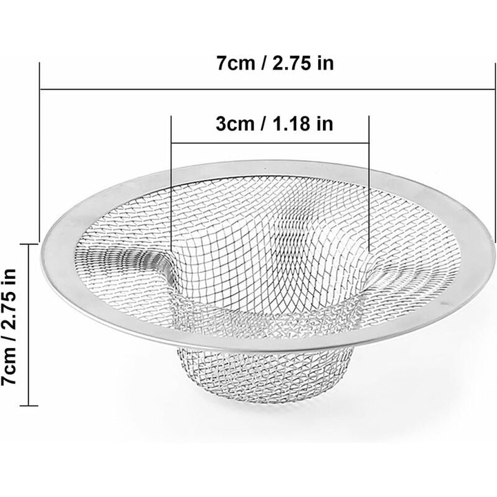 Комплект от 6 филтъра за мивка, неръждаема стомана 316, за баня и кухня