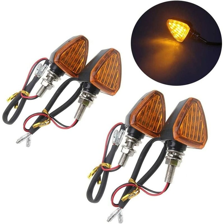 Универсални LED мигачи, мигащи кехлибарени предни и задни за мотоциклет със супер яркост, водоустойчиви ABS корпуси на мигачи за безопасно пътуване, 4 бр. Enforose