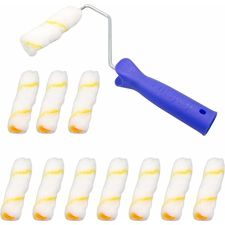 Set role vopsit HERUSI microfibra galben 10x10cm maner plastic 25cm