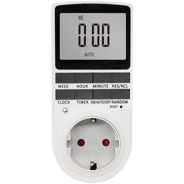 Priza cu temporizator digital AMRINUGL, programabil 7 zile, display LCD mare, economisire energie, pentru acasa si birou