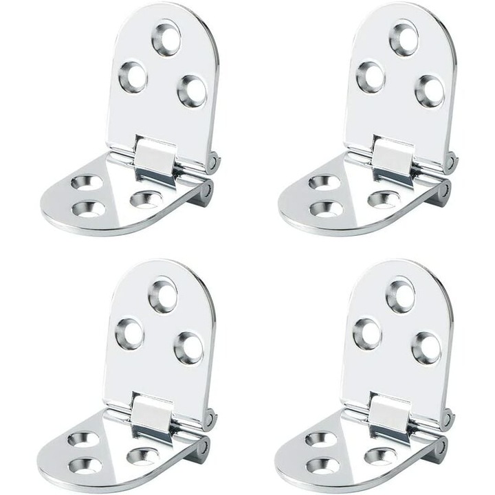 Set 4 balamale pliante pentru mese/scaune, Amrinugl, Inox, 180 grade, finisaj cromat, Argintiu