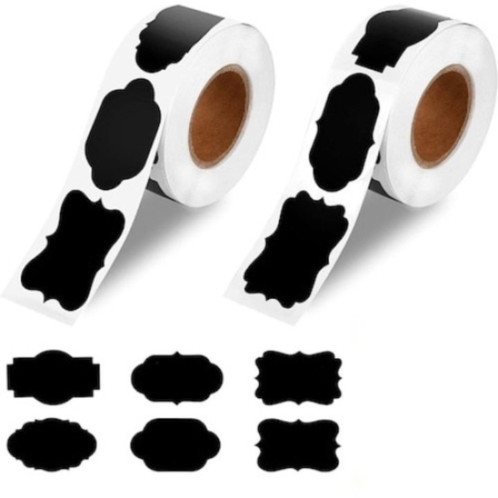 Etichete autoadezive, AMRINUGL, 5x3 cm, PVC, negru, 2 role