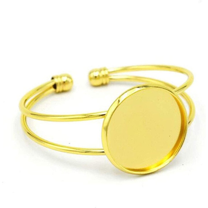 Set 5 bratari din cupru, aurii, 65x60mm, baza rotunda de 20mm