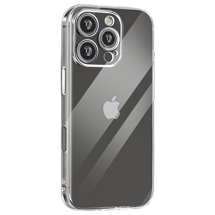Кейс за iPhone 16 Pro Max, Ultrathin, от силиконов гел, Clear, със специални изрези за лещи, портове и бутони, 0.3mm, Gekko, Transparent