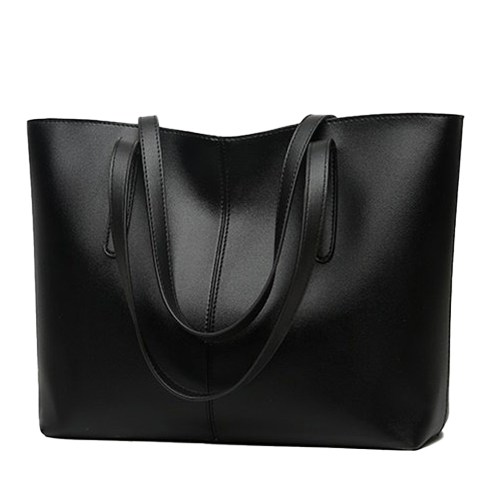 Geanta tote din piele PU, neagra, 26x35x12cm, pentru laptop, utilizare zilnica