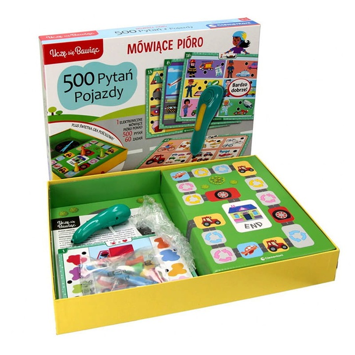 Clementoni oktatókészlet, beszélőtoll, 500 kérdéses járművek, elektronikus toll, oktatókártyák, ösztönzi a logikus gondolkodást