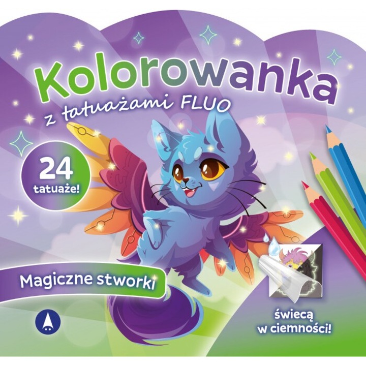 Magiczne stworki. Kolorowanka z tatuażami FLUO, Skrzat, 24 pagini