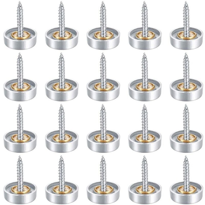 Set de suruburi pentru oglinda, Enforose, design rezistent la apa, finisaj din otel inoxidabil 304, capace decorative, utilizare versatila