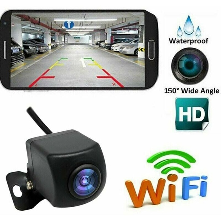 Camera de mers inapoi WiFi wireless HD pentru masini si vehicule, camera de mers inapoi WiFi cu vedere nocturna, monitor LCD wireless de mers inapoi impermeabil IP67, Handbing
