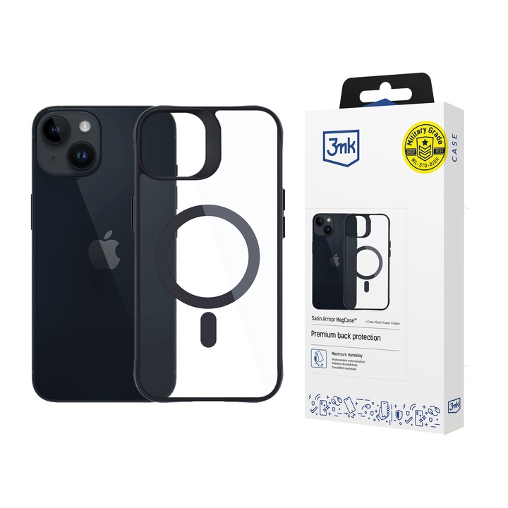 Husa telefon 3MK Satin Armor MagCase, protectie maxima, antiderapanta, pentru iPhone 13/14