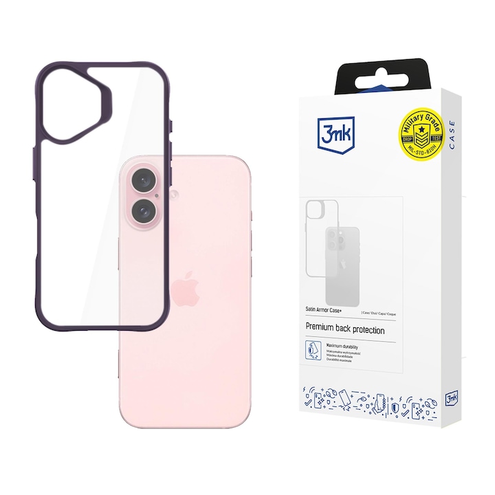 Carcasa telefon Apple iPhone 16 3mk Satin Armor Case+ Purple