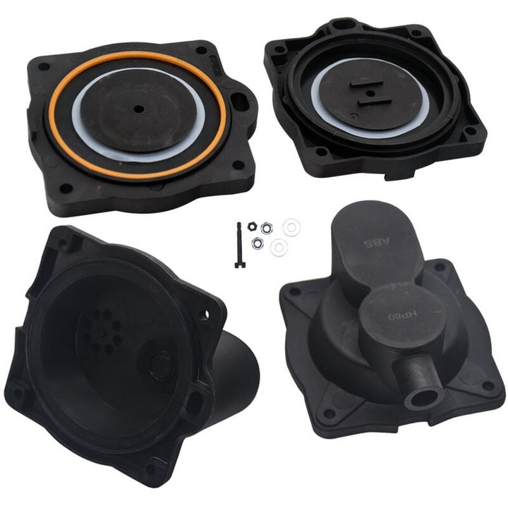 Kit de reparatie pompa de aer, 2 diafragme, 4 valve de aer, blocuri de montare, surub de siguranta, filtru nou