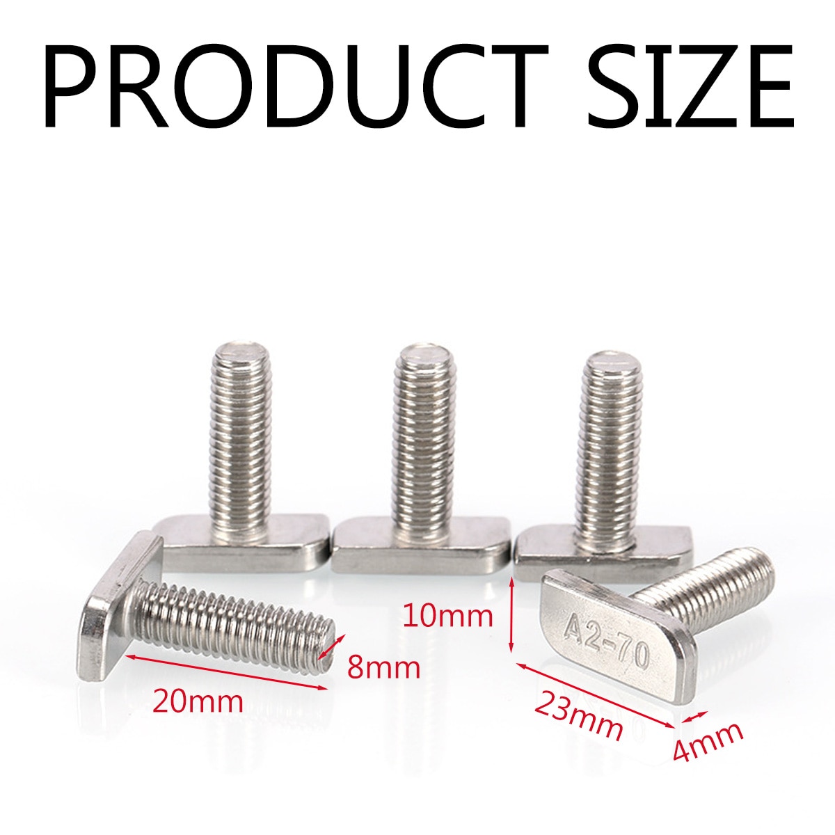 Set suruburi cu cap in forma de T QttvbTna, inox A2-70, 24 piese