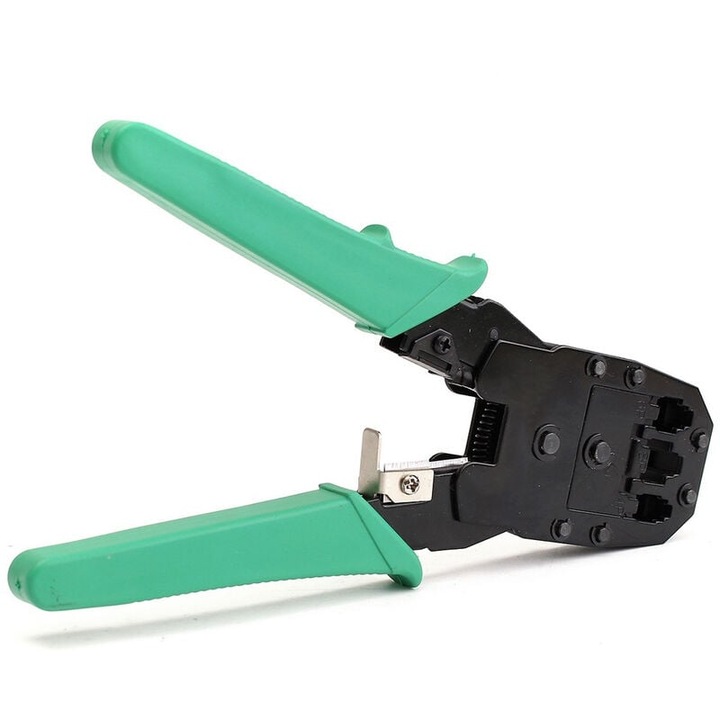 Set unelte retea, cleste crimpare RJ45, stripper cablu compact, pentru conectori RJ11, RJ12, RJ45, portabil.