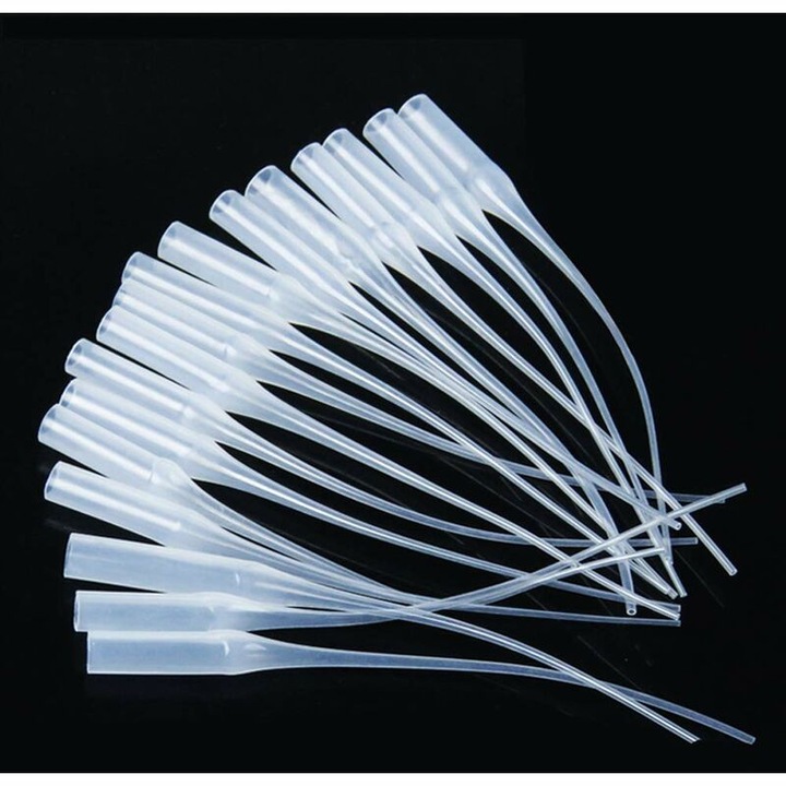 Varfuri de lipici din material moale si durabil, varf fin de aplicator de precizie pentru lucrari de artizanat si distribuire in laborator, micro-varfuri de adeziv din plastic asigura fara infundare, 100 buc