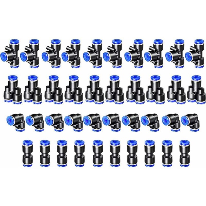 Set 40 de bucati conector pneumatic fiting pneumatic Enforose 4 mm