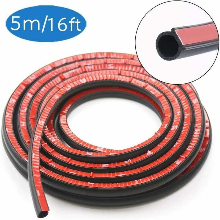 Banda de etansare pentru usi, AMRINUGL, EPDM, rezistenta la apa si zgomot, 5m x 1cm x 1cm