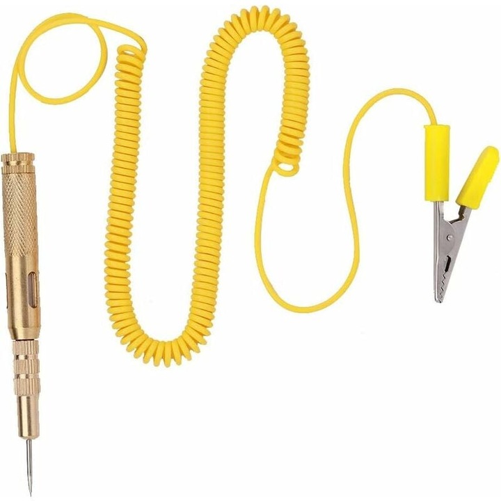 Мултифункционален, здрав тестер за автомобилни вериги Enforose, с дълга пружинна жична сонда, компактен, жълт