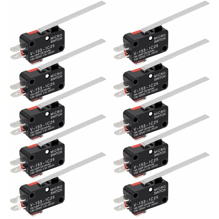 Комплект от 10 микропревключвателя SPDT 1NO 1NC с лост, за Arduino