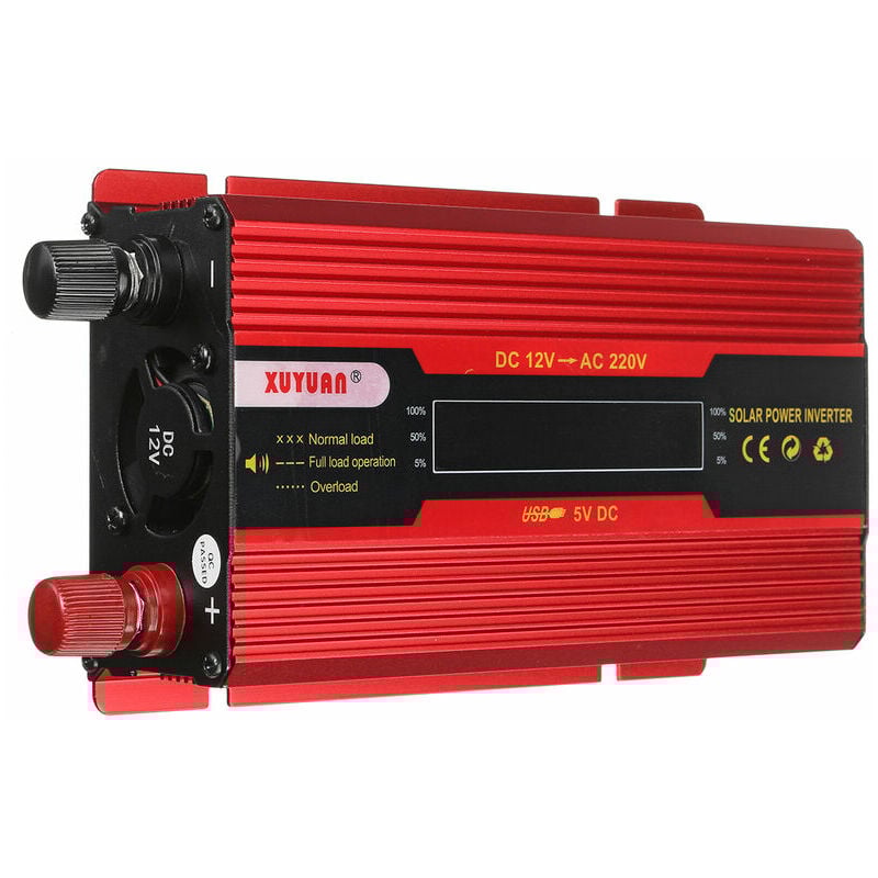 Invertor auto XUYUAN, DC 12V la AC 220V, cu display LCD