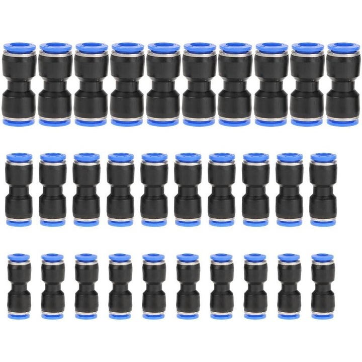 Fitinguri eficiente de conectare rapida, conectori drepti cu impingere pentru aplicatii cu scule pneumatice, conectori pneumatici cu rezistenta la presiune ridicata si dezasamblare usoara