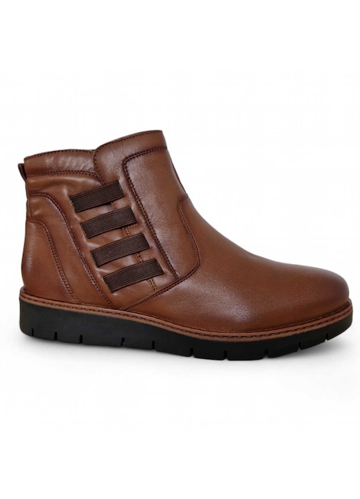 Botine din piele naturala, pentru femei, Reflexan, inchidere cu fermoar, cu lateral benzi elastice C0