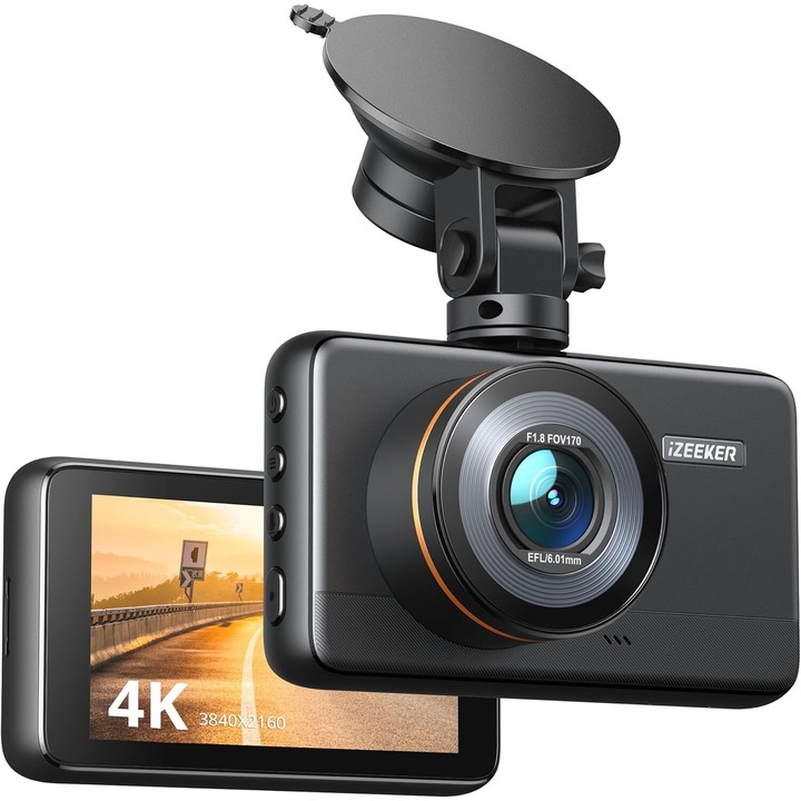 Autós kamera iZEEKER Dash Cam 4K, 2160P/1080P WDR és éjszakai látással, vészhelyzeti felvétellel, parkolásfigyeléssel, G-érzékelővel