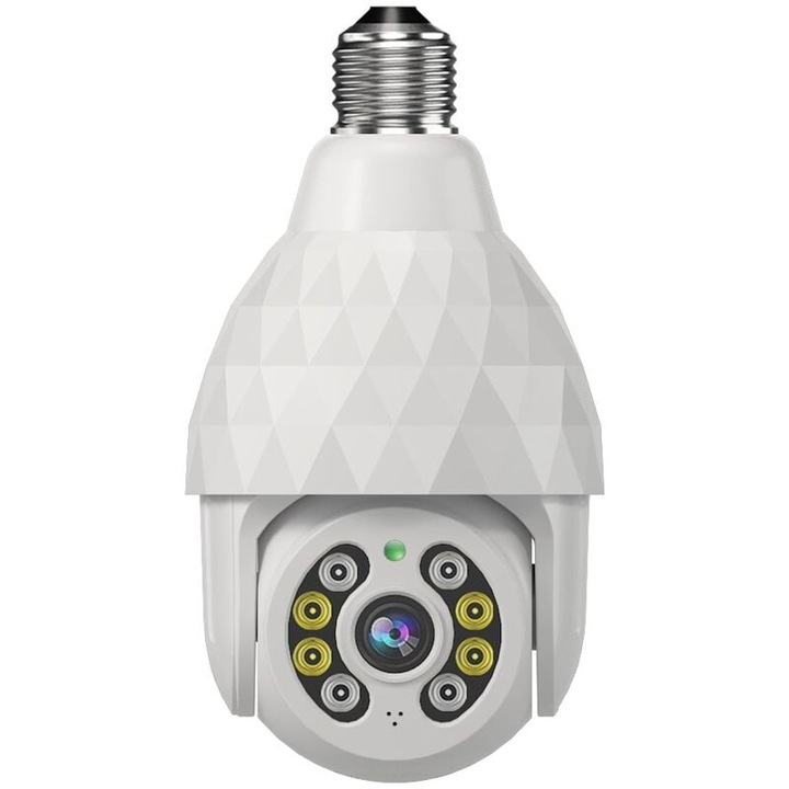 IP камера за видеонаблюдение E27 с 8 светодиода, бяла