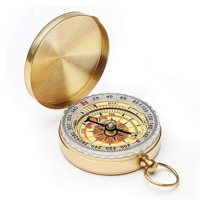 Hordozható fém iránytű, vízálló sárgaréz iránytű, fluoreszkáló túlélő iránytű, retro hordozható iránytű