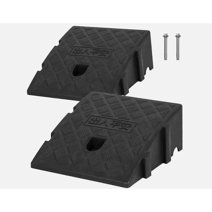 Set 2 Rampe Portabile pentru Acces Auto, 25x27x7cm, Antiderapante, negru