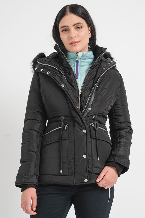 Geo Norway, Зимно яке Acam с еко пух и качулка, Черен