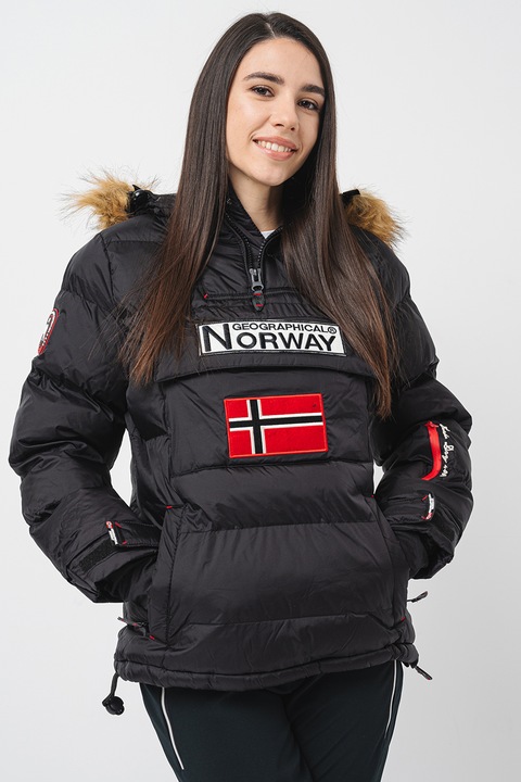 Geographical Norway, Geaca cu logo brodat Belancolie, Alb/Negru/Rosu vermillion