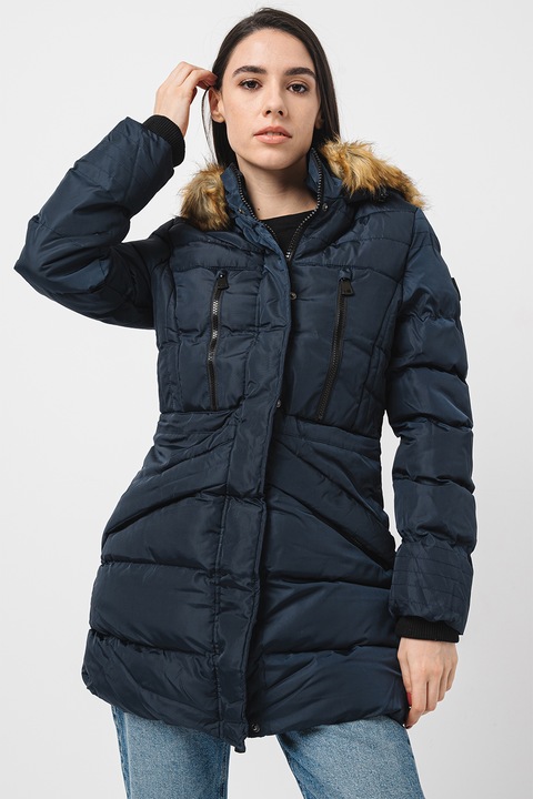 Geo Norway, Geaca cu garnitura din blana sintetica Boxe, Bleumarin