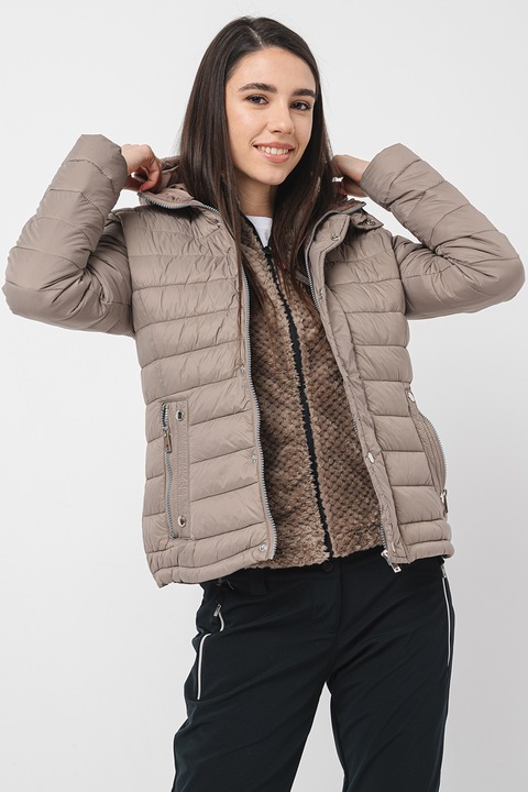 Geographical Norway, Geaca matlasata cu gluga Bubulle, Maro taupe