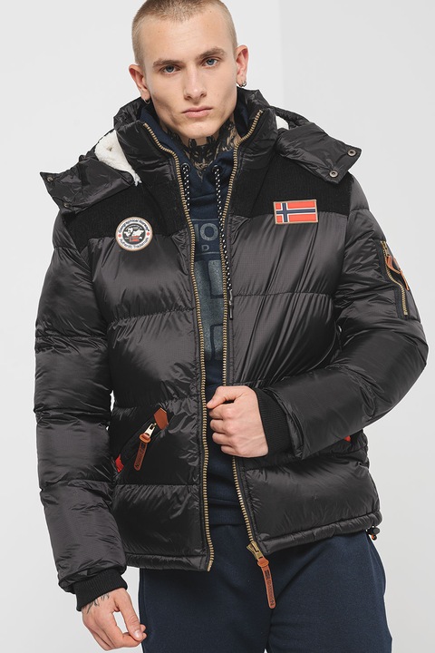 Geographical Norway, Зимно яке Celian с качулка, вата и лого, Червен/Черен