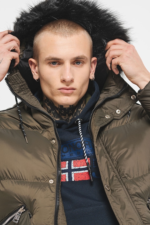 Geo Norway, Darwino télikabát műszőrme szegélyes kapucnival, Khaki