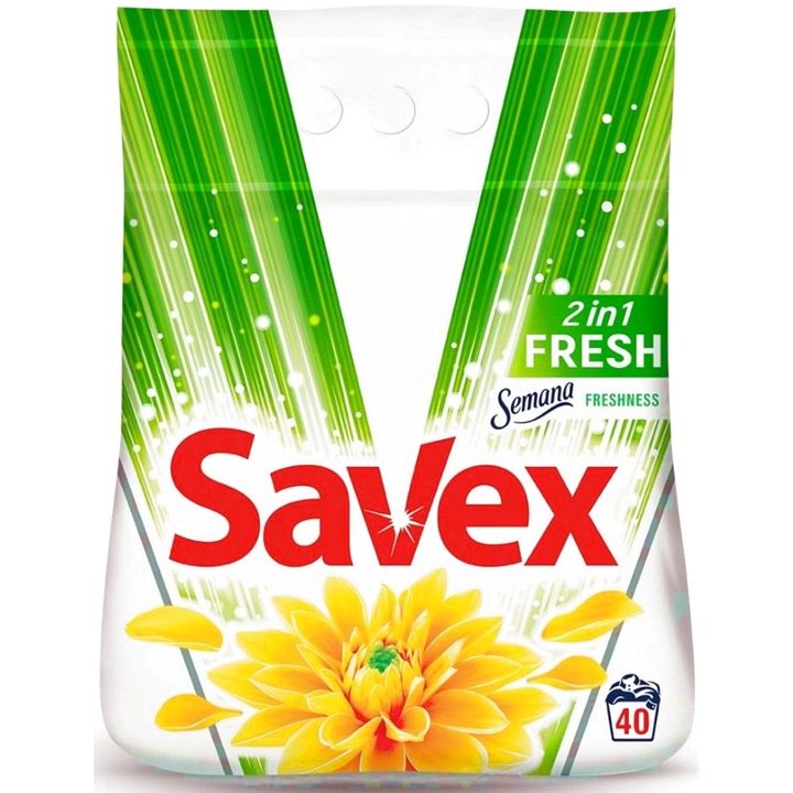 Detergent rufe Savex Fresh 4kg, pentru rufe colorate/albe, 40 spalari