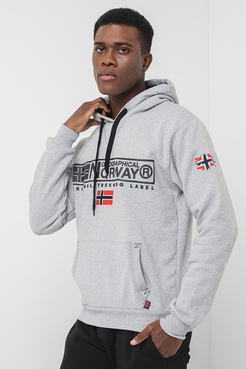 Geographical Norway, Худи Gasic с памук с лого, Сив меланж